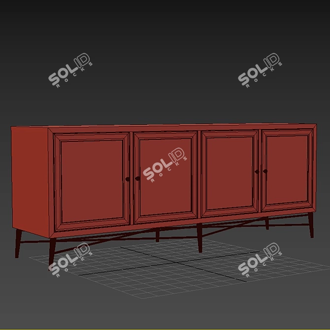 Modern 6-Drawer Sideboard: 200cm Length, White Finish 3D model image 3