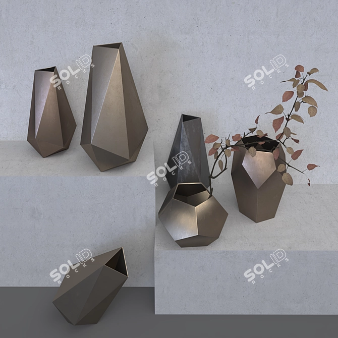Elegant Galena Vase Set - Tom Faulkner Design 3D model image 2