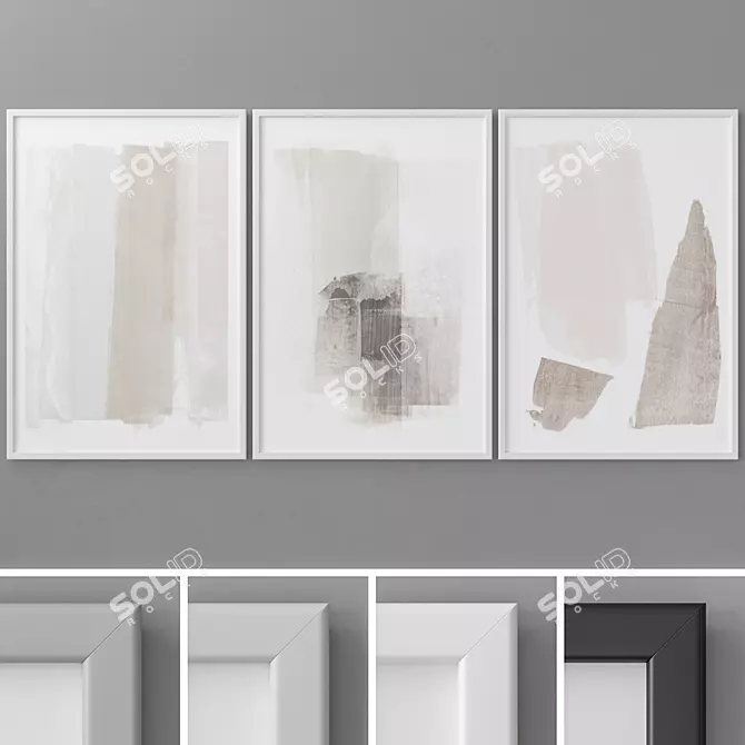 Modern Abstract Triptych Photo Frames 3D model image 1