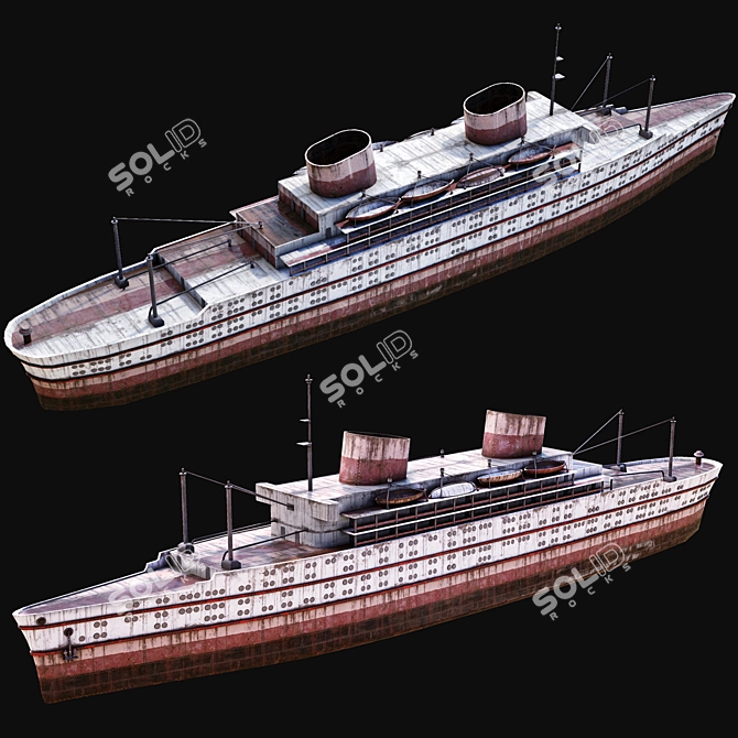 Rusty Abandoned Cruise Ship 3D model image 3