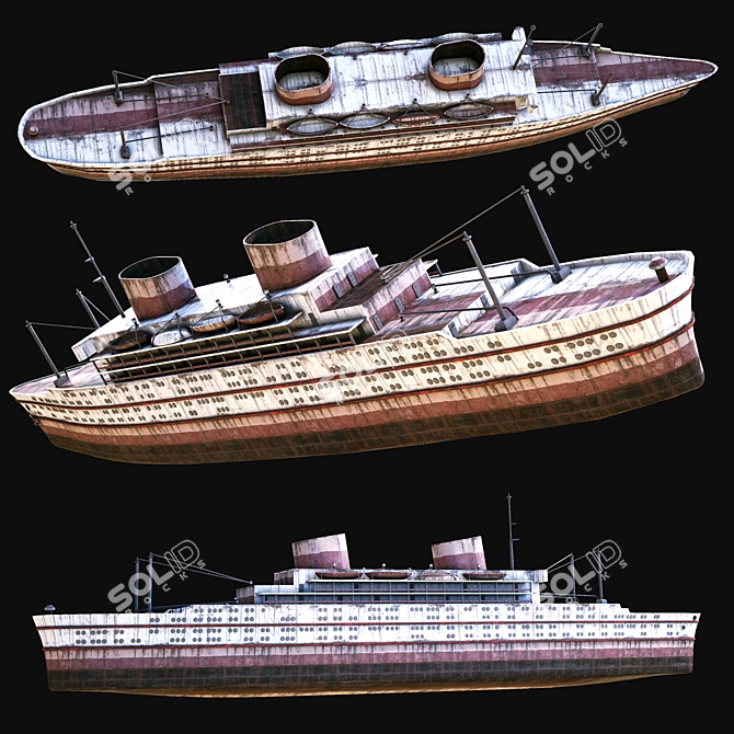 Rusty Abandoned Cruise Ship 3D model image 4