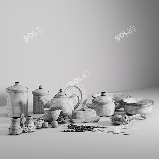 Ceramic Tree of Life Tableware 3D model image 3