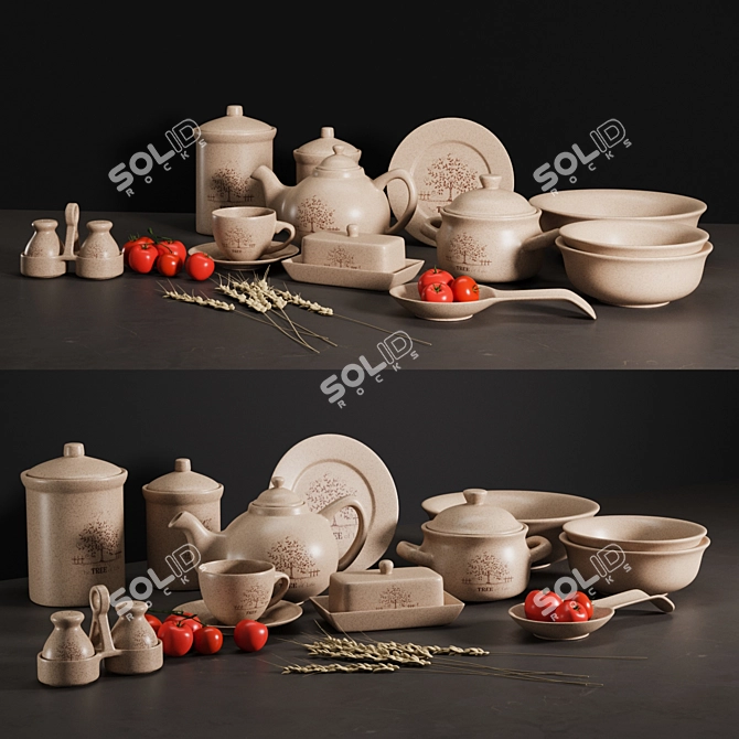 Ceramic Tree of Life Tableware 3D model image 5