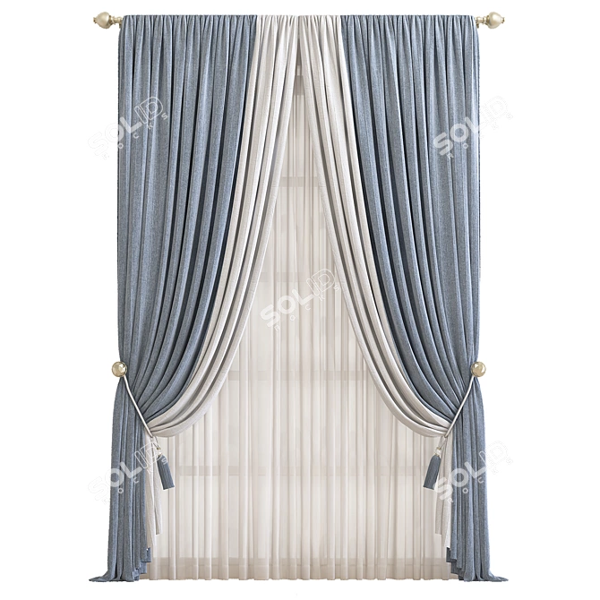 Elegant Drapery: Curtain 698 3D model image 1