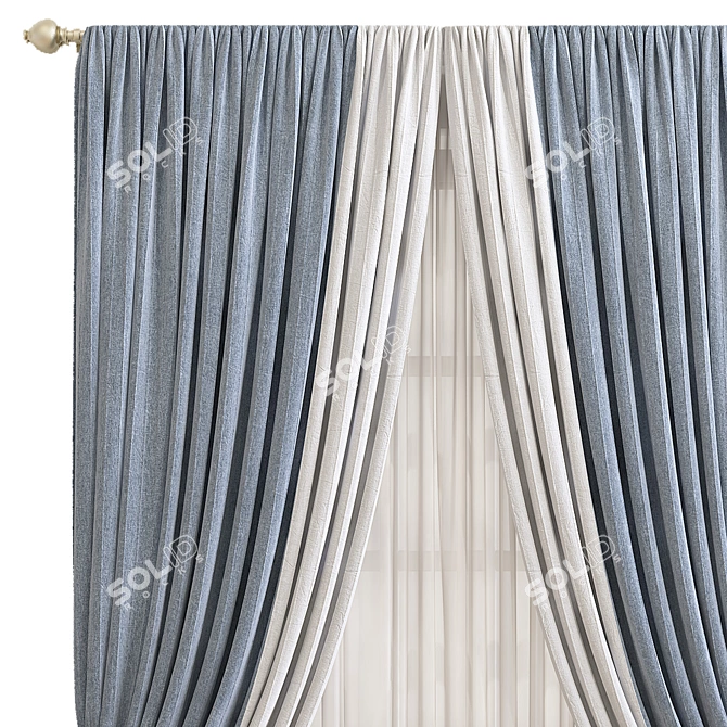 Elegant Drapery: Curtain 698 3D model image 3