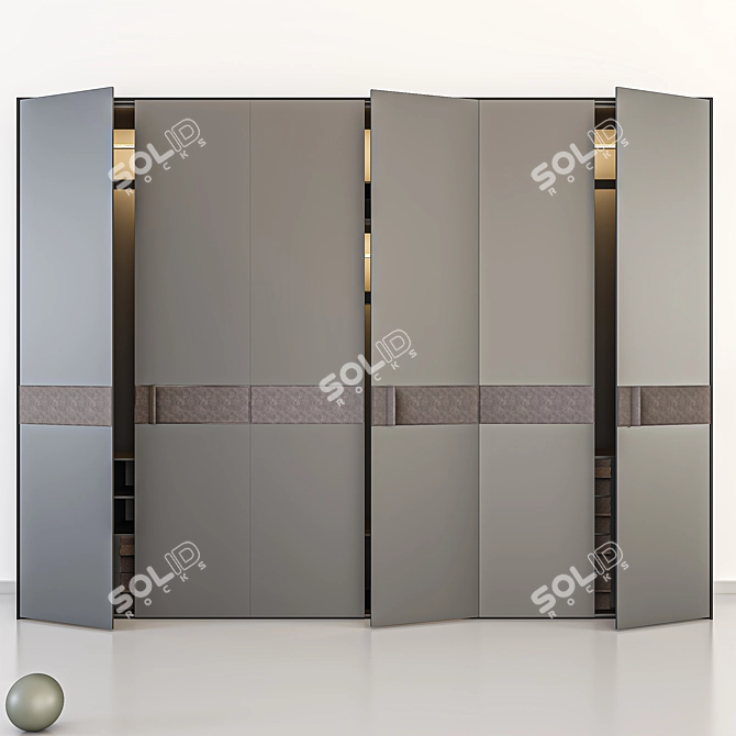 Italian-Style 3-Part Wardrobe 3D model image 1