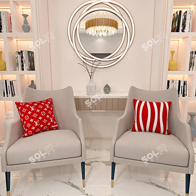 Gallery Model Decorative Throw Pillows 3D model image 2