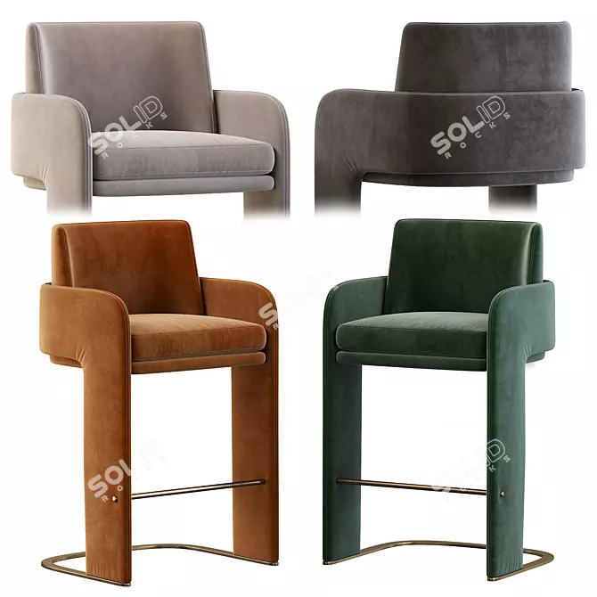 Elevated Elegance: ODISSEIA Barstool 3D model image 1