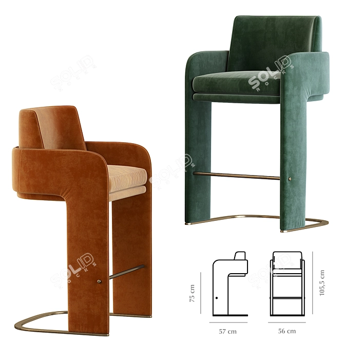 Elevated Elegance: ODISSEIA Barstool 3D model image 2