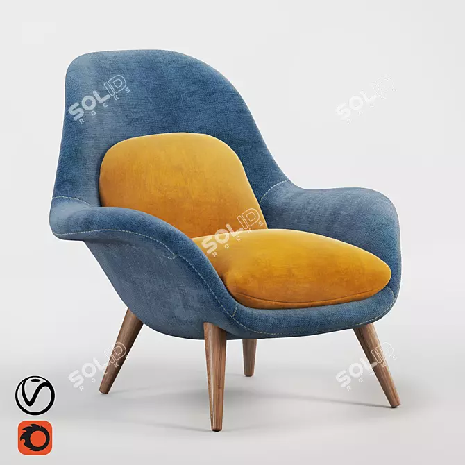 Luxurious Velvet Swoon Chair 3D model image 1