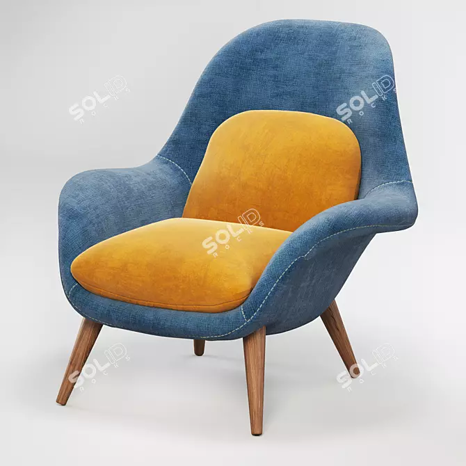 Luxurious Velvet Swoon Chair 3D model image 2