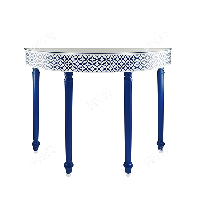Blue Embossed Bone Inlay Console 3D model image 1
