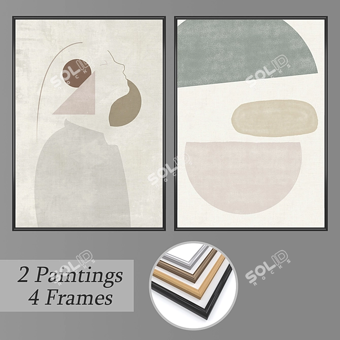 Modern Wall Art Set with Multiple Frames 3D model image 1