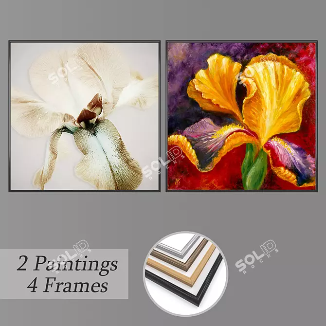 Artistic Collection: Set of Frames & Paintings 3D model image 1