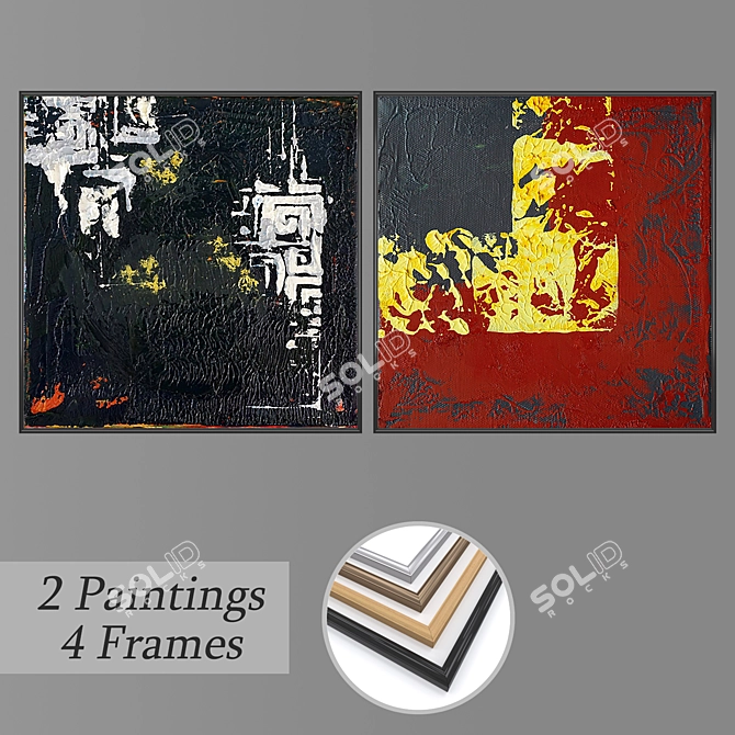 Modern Wall Art Set with Multiple Frame Options 3D model image 1