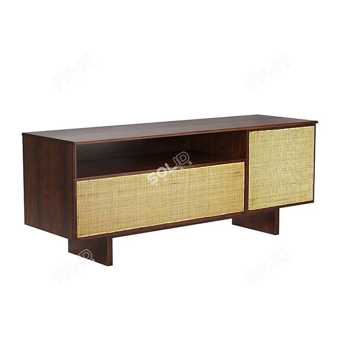Modern Cane Media Console 3D model image 1