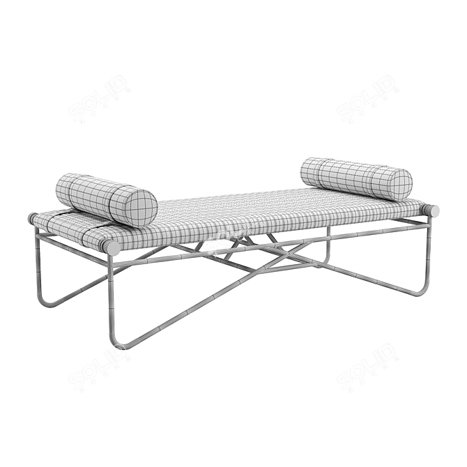 CB2 Saddle Leather Bench with Bolsters 3D model image 3