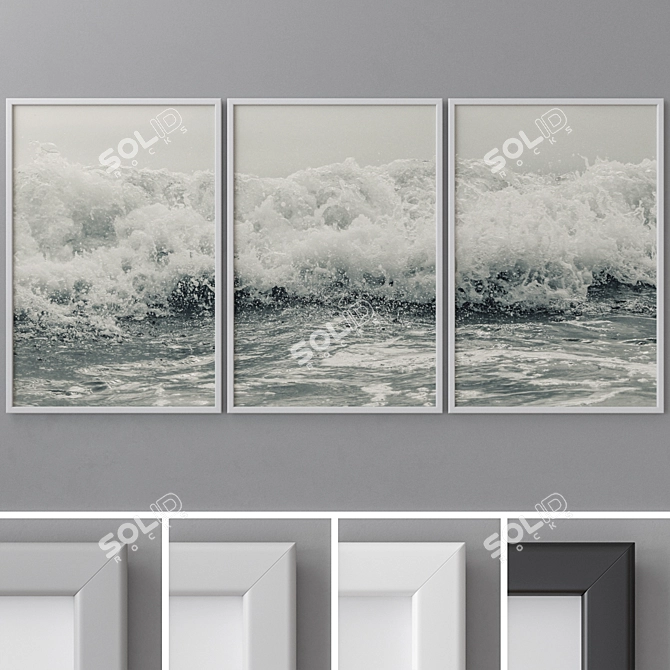 Modern Triptych Art: Abstract Images 3D model image 1
