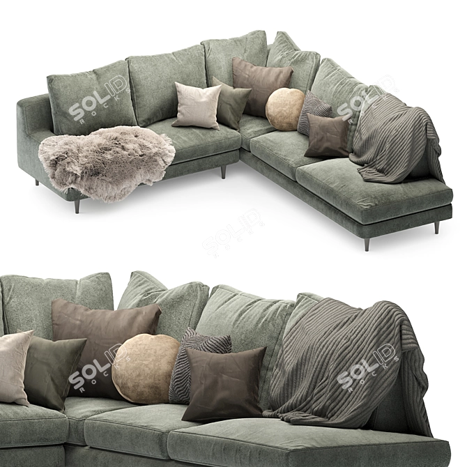 Contemporary Green Sofa: Roche Bobois 3D model image 1