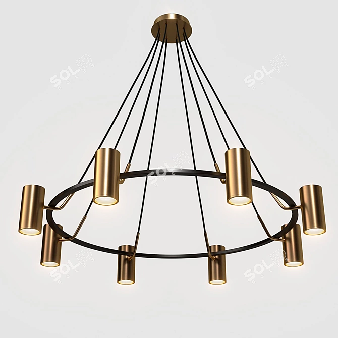 Luxury Gold 8-Lamp Unity Chandelier 3D model image 2