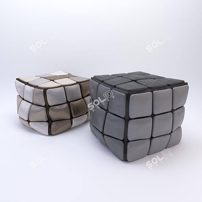 Rubik's Cube Poufs: Stylish and Comfy 3D model image 2