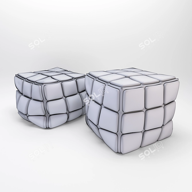 Rubik's Cube Poufs: Stylish and Comfy 3D model image 8