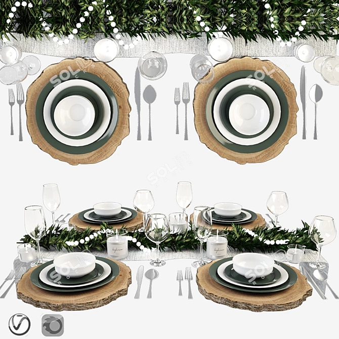 Sleek Tableware Set 3D model image 1