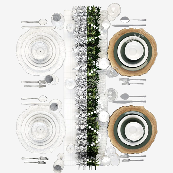 Sleek Tableware Set 3D model image 2