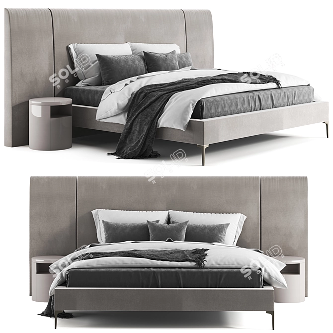 West Elm Andes Wide Bed: Modern King Size with Modloft Night Stand 3D model image 1