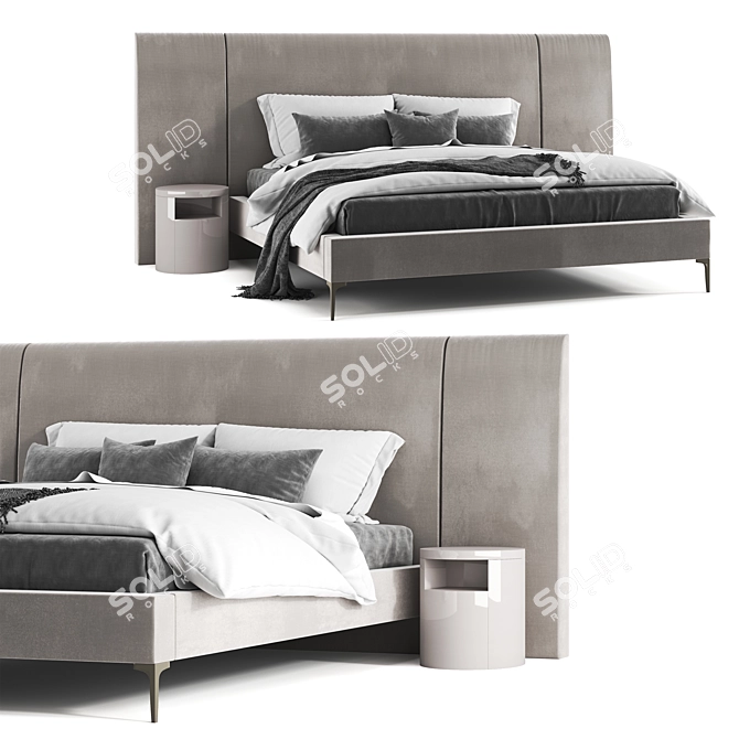 West Elm Andes Wide Bed: Modern King Size with Modloft Night Stand 3D model image 2