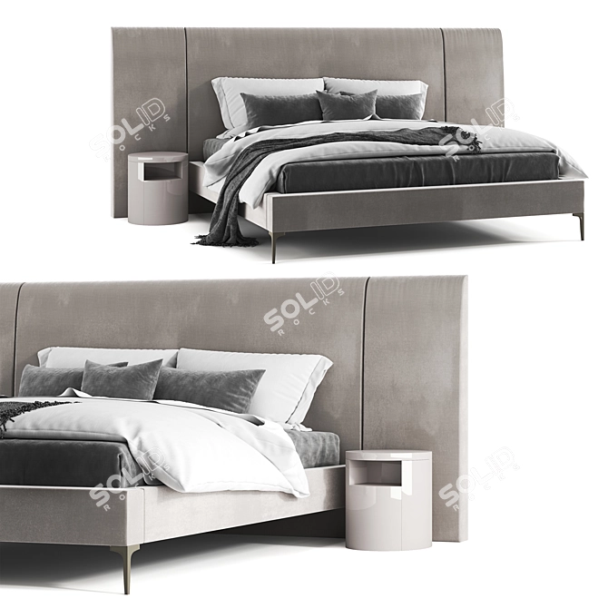 West Elm Andes Wide Bed: Modern King Size with Modloft Night Stand 3D model image 4