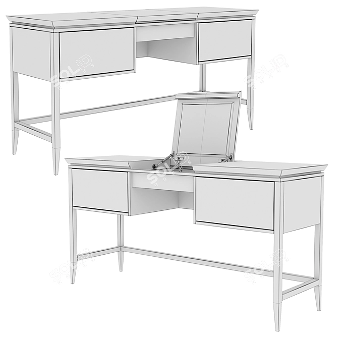 Austin Home Dressing Table with Mirror and Drawers 3D model image 4