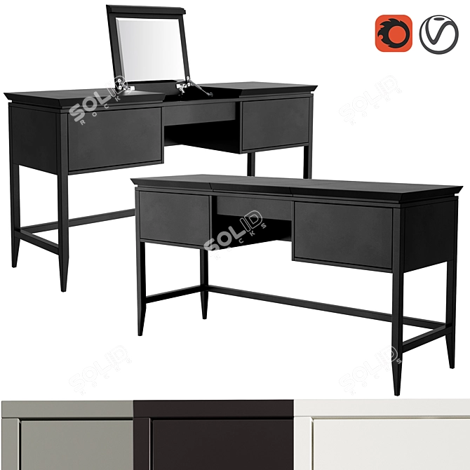 Austin Home Dressing Table with Mirror and Drawers 3D model image 5