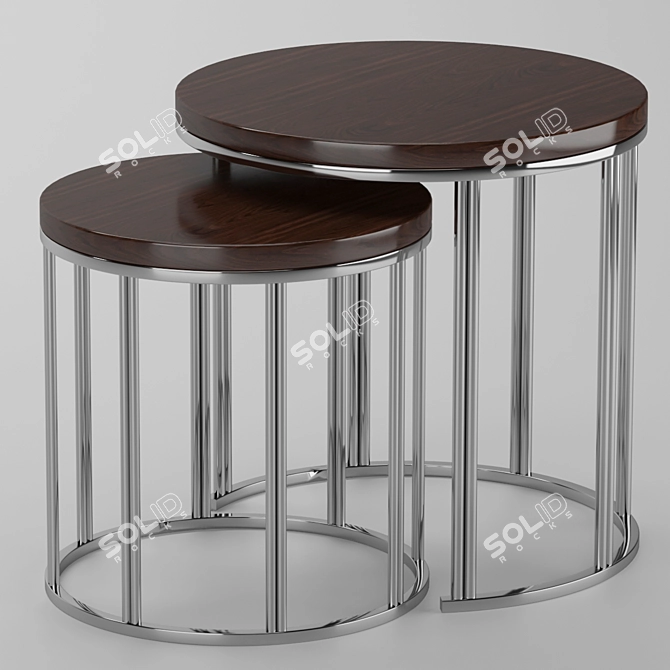 Circular Metal Coffee Table Set | Modern Design 3D model image 1