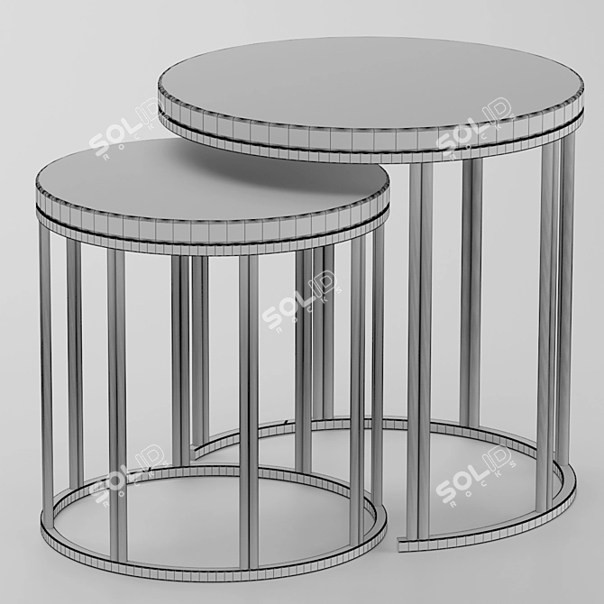 Circular Metal Coffee Table Set | Modern Design 3D model image 2