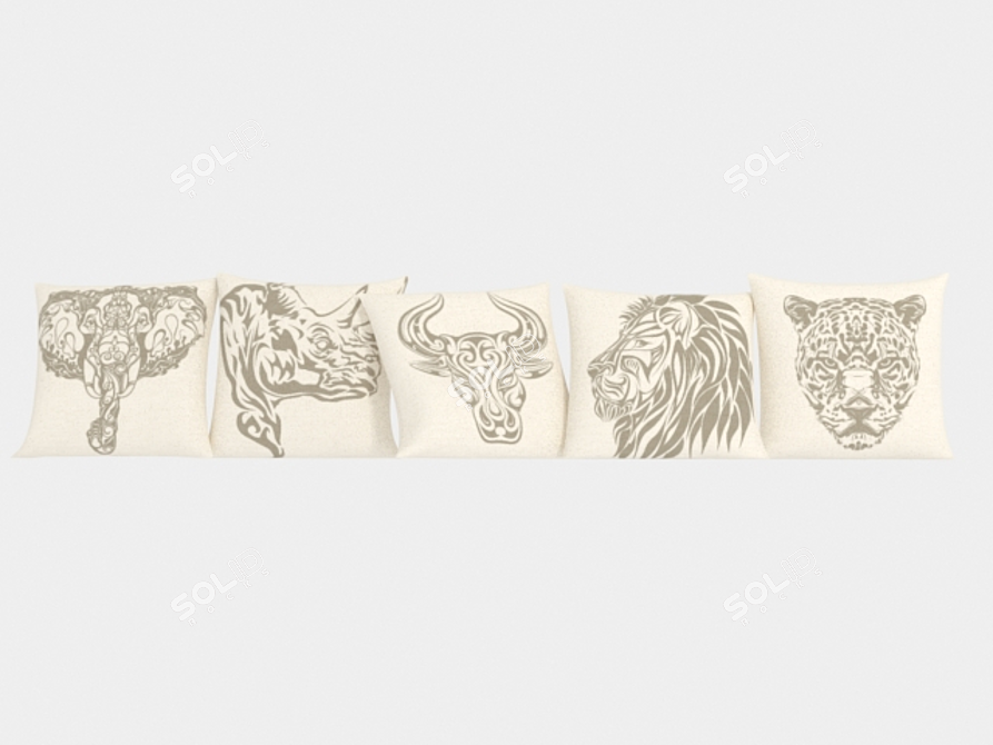 Wild Safari Animal Throw Pillows 3D model image 2