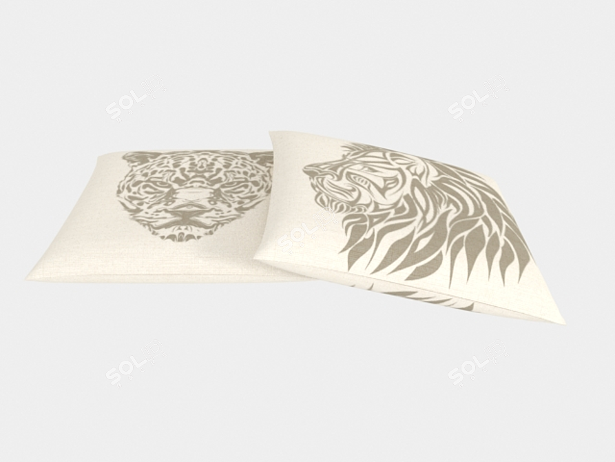Wild Safari Animal Throw Pillows 3D model image 3