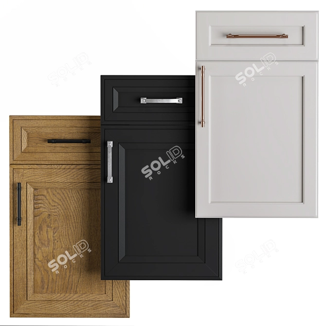 Modernized Cabinet Door Set 3D model image 1