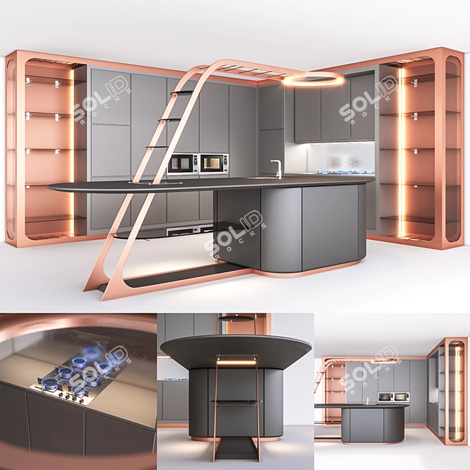 Modern Kitchen Set 2015 3D model image 9