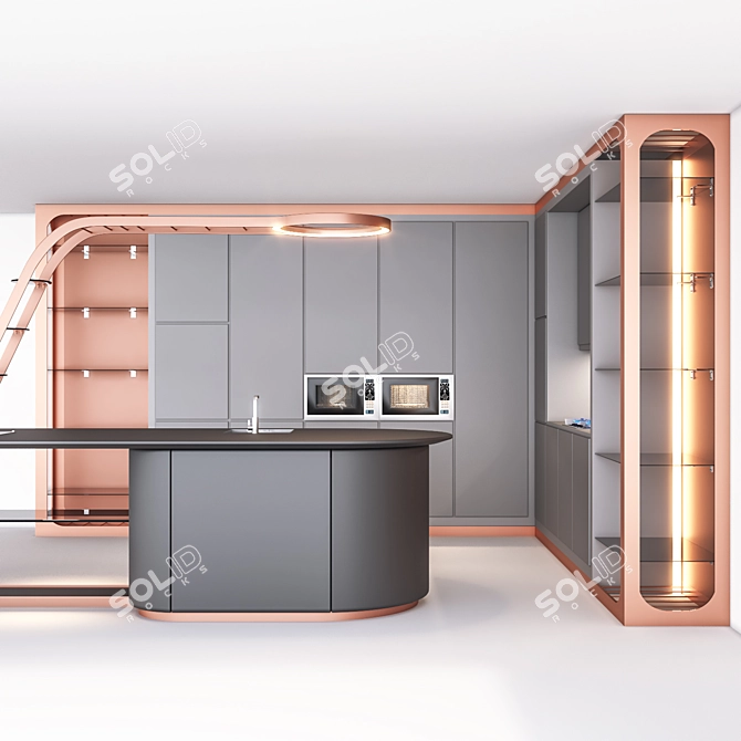 Modern Kitchen Set 2015 3D model image 10