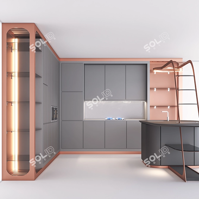 Modern Kitchen Set 2015 3D model image 11