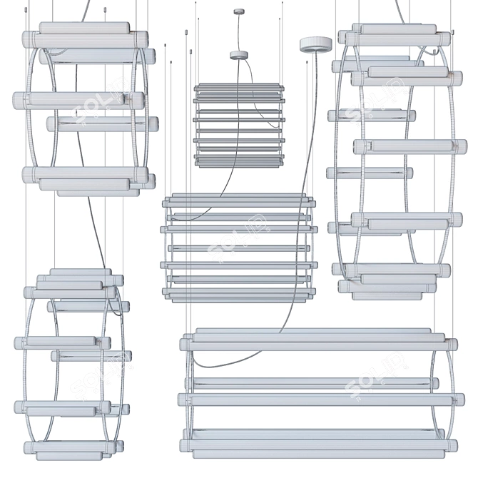 Minimalist Pipe Chandelier: Pipeline Chandelier 3D model image 5