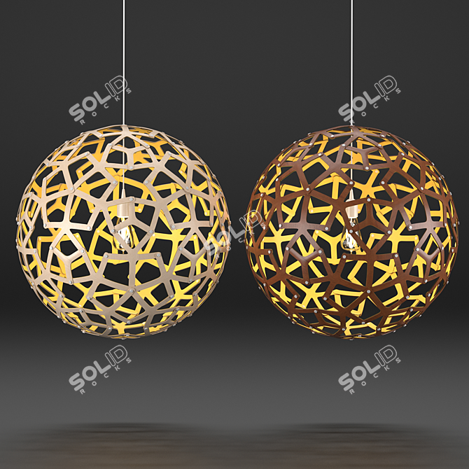 Minimalist Circle Lamp 35cm 3D model image 1