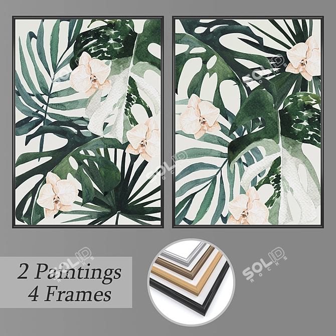 Elegant Wall Art Set with Multiple Frame Options 3D model image 1