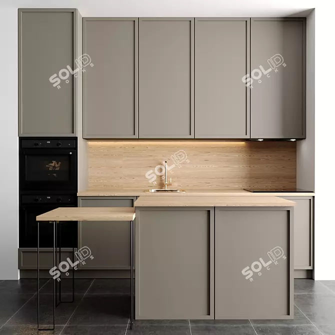 Modern Modular Kitchen - Easy to Edit 3D model image 1