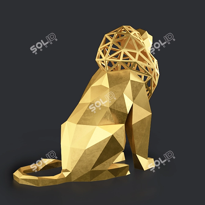 Regal Roaring Lion Statue 3D model image 3