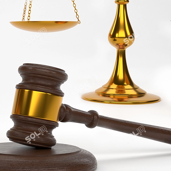 Balanced Justice: Gavel & Scales 3D model image 2