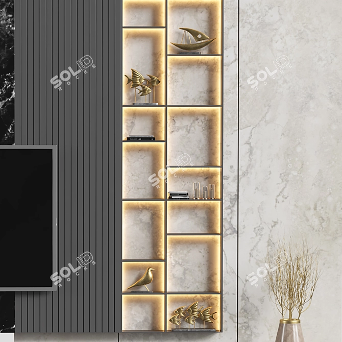 Modern TV Wall Unit 2013 3D model image 3