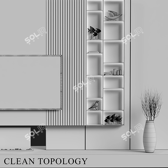 Modern TV Wall Unit 2013 3D model image 5