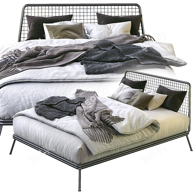 NIANDER Mesh Queen Bed: Modern & Stylish Sleep Solution 3D model image 1
